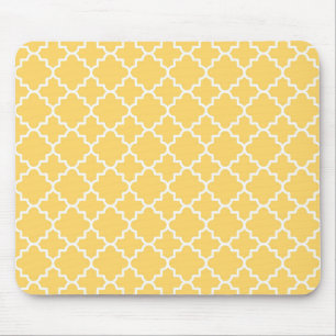 Mousepad Teste padrão amarelo de Quatrefoil