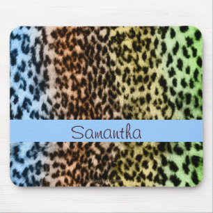 Mousepad Teste padrão animal, marrom, azul, monograma