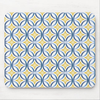 Mousepad Teste padrão azul & amarelo retro