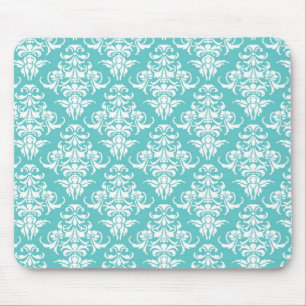 Mousepad Teste padrão azul do papel de parede do vintage d