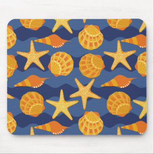 Mousepad Teste padrão azul e alaranjado do Seashell
