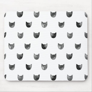 Mousepad Teste padrão bonito chique preto e branco do gato