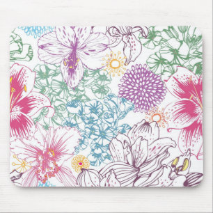 Mousepad Teste padrão bonito com flores coloridas
