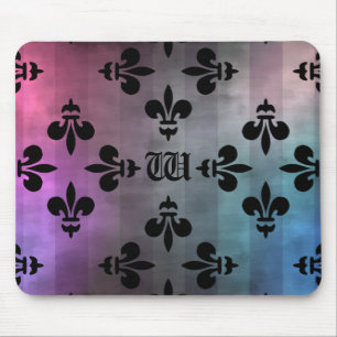 Mousepad Teste padrão bonito da flor de lis monogrammed