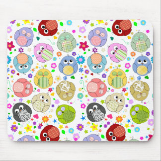 Mousepad Teste padrão bonito das corujas e de flores