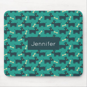 Mousepad Teste padrão bonito do cão com o osso no fundo