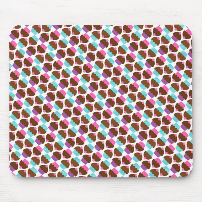 Mousepad Teste padrão bonito do cupcake (Frente)