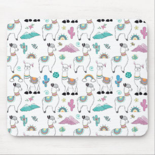 Mousepad Teste padrão bonito do lama dos desenhos animados