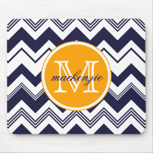 Mousepad Teste padrão branco de Chevron dos azuis marinhos
