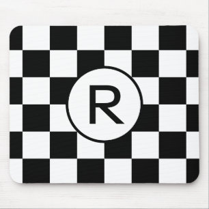 Mousepad Teste padrão branco do tabuleiro de damas do pret