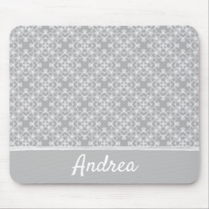 Mousepad Teste padrão branco e cinzento personalizado