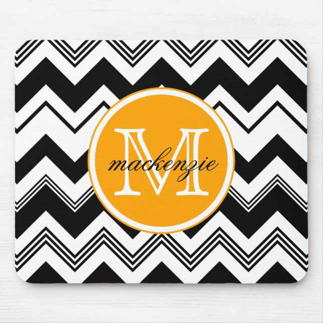 Mousepad Teste padrão branco preto conhecido de Chevron do (Frente)
