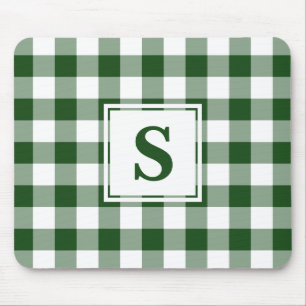 Mousepad Teste padrão branco verde Monogrammed da