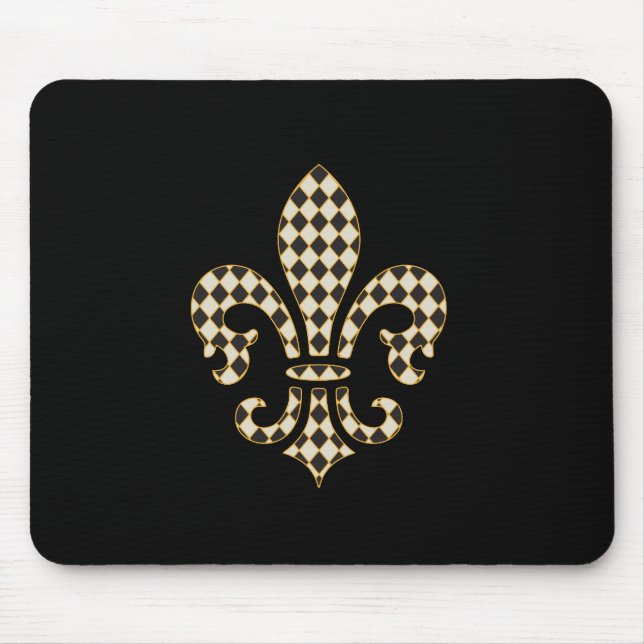 Mousepad Teste padrão Checkered da flor de lis (Frente)