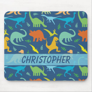 Mousepad Teste padrão colorido do dinossauro a personalizar