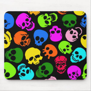 Mousepad Teste padrão colorido dos crânios no preto