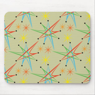 Mousepad Teste padrão colorido retro atômico de Starburst