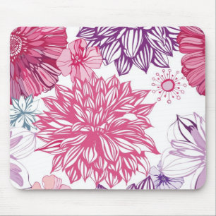 Mousepad Teste padrão com ásteres e a dália cor-de-rosa