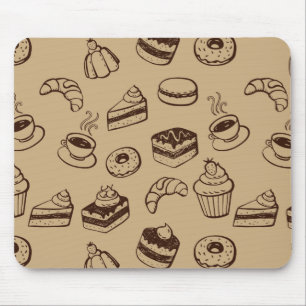 Mousepad Teste padrão com bolos, sobremesas e padaria