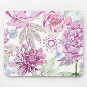 Mousepad Teste padrão com flores cor-de-rosa