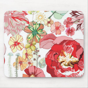 Mousepad Teste padrão com flores vermelhas