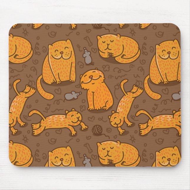 Mousepad Teste padrão com gatos (Frente)
