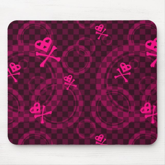 Mousepad Teste padrão cor-de-rosa de Emo com círculos (Frente)