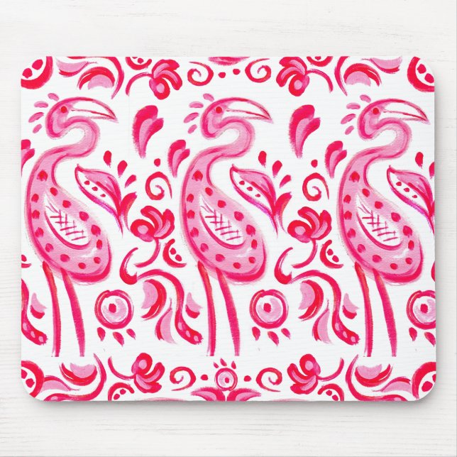 Mousepad Teste padrão cor-de-rosa Funky de Flamigo Paisley (Frente)