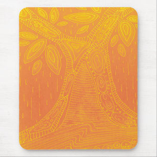 Mousepad Teste padrão da árvore alaranjada