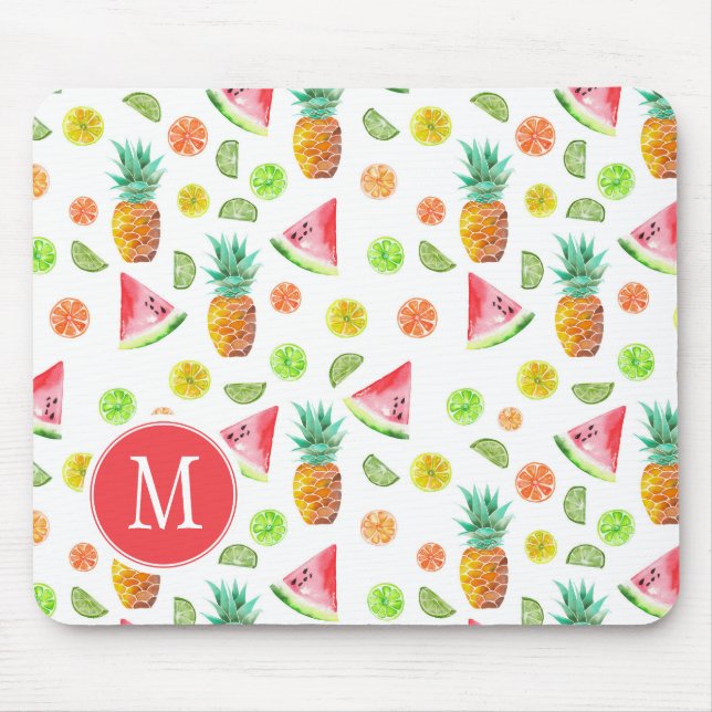 Mousepad Teste padrão da fruta cristalizada da aguarela (Frente)