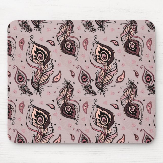 Mousepad Teste padrão da pena do pavão (Frente)