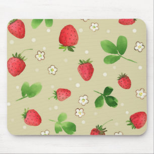 Mousepad Teste padrão das morangos da aguarela