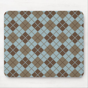 Mousepad Teste padrão de Argyle no azul e no Taupe