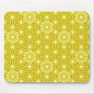 Mousepad Teste padrão de Asanoha do japonês - ouro da