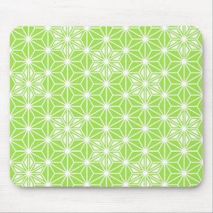 Mousepad Teste padrão de Asanoha do japonês - verde limã