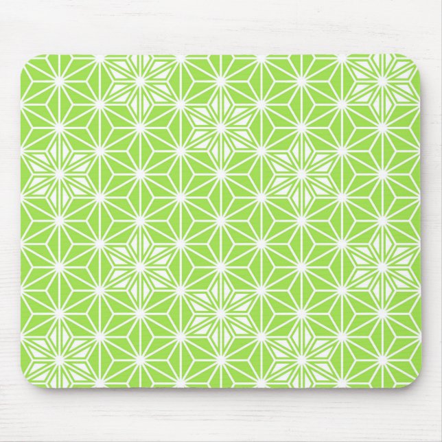 Mousepad Teste padrão de Asanoha do japonês - verde limão (Frente)