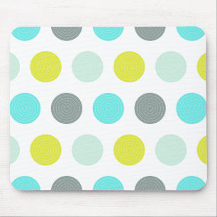 Mousepad Teste padrão de bolinhas amarelo azul da hortelã