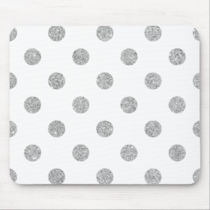 Mousepad Teste padrão de bolinhas de prata elegante do