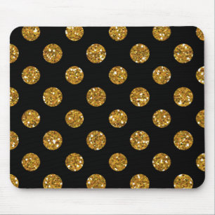Mousepad Teste padrão de bolinhas Dourado do brilho do