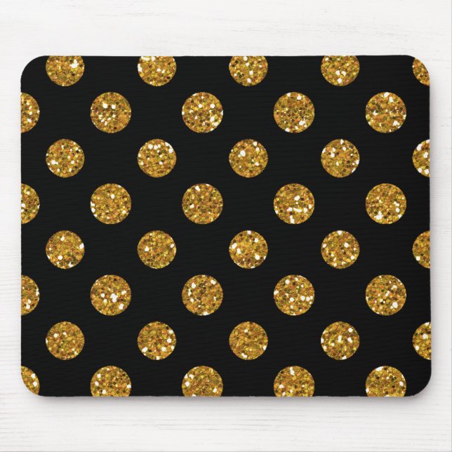 Mousepad Teste padrão de bolinhas Dourado do brilho do (Frente)