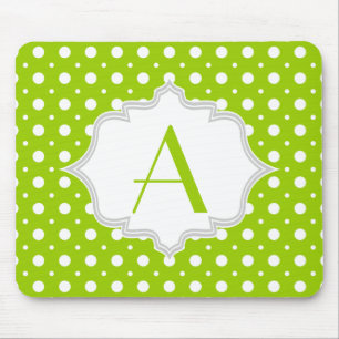 Mousepad Teste padrão de bolinhas moderno & monograma