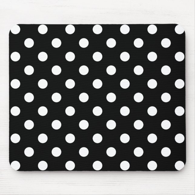 Mousepad Teste padrão de bolinhas preto e branco (Frente)