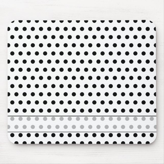 Mousepad Teste padrão de bolinhas preto e branco. Manchado (Frente)