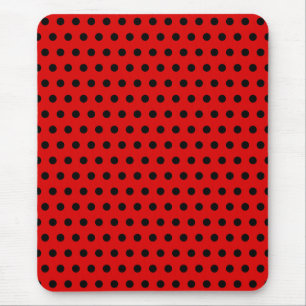 Mousepad Teste padrão de bolinhas vermelho e preto.