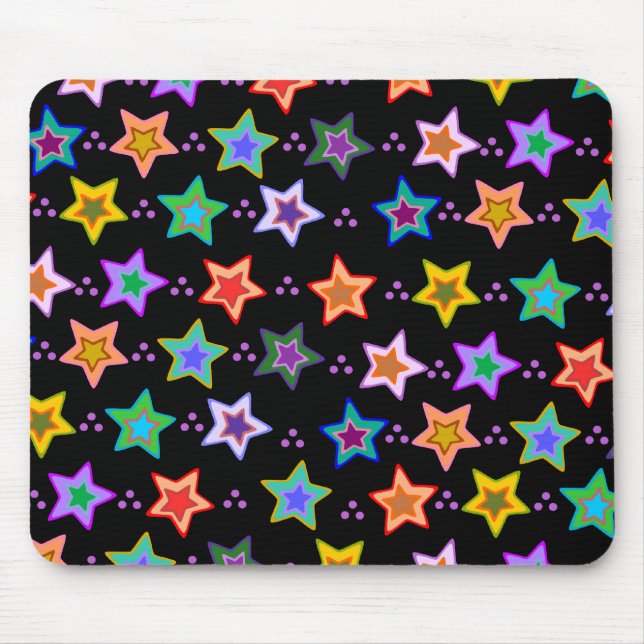 Mousepad Teste padrão de estrela colorido (Frente)