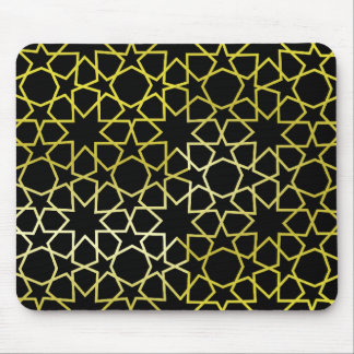 Mousepad Teste padrão de estrelas Dourado no preto