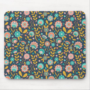 Mousepad Teste padrão de flor da arte popular