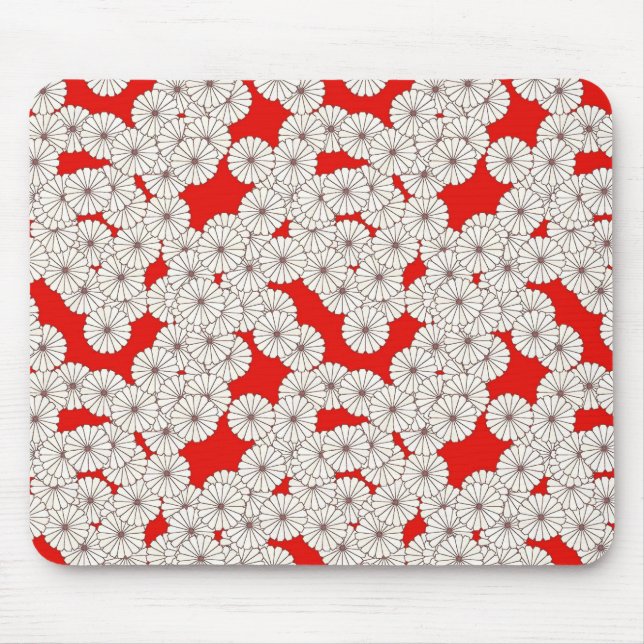 Mousepad Teste padrão de flor do art deco - creme no (Frente)
