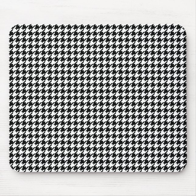Mousepad Teste padrão de Houndstooth - preto e branco (Frente)