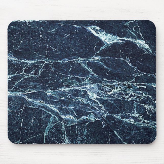 Mousepad Teste padrão de mármore moderno azul (Frente)
